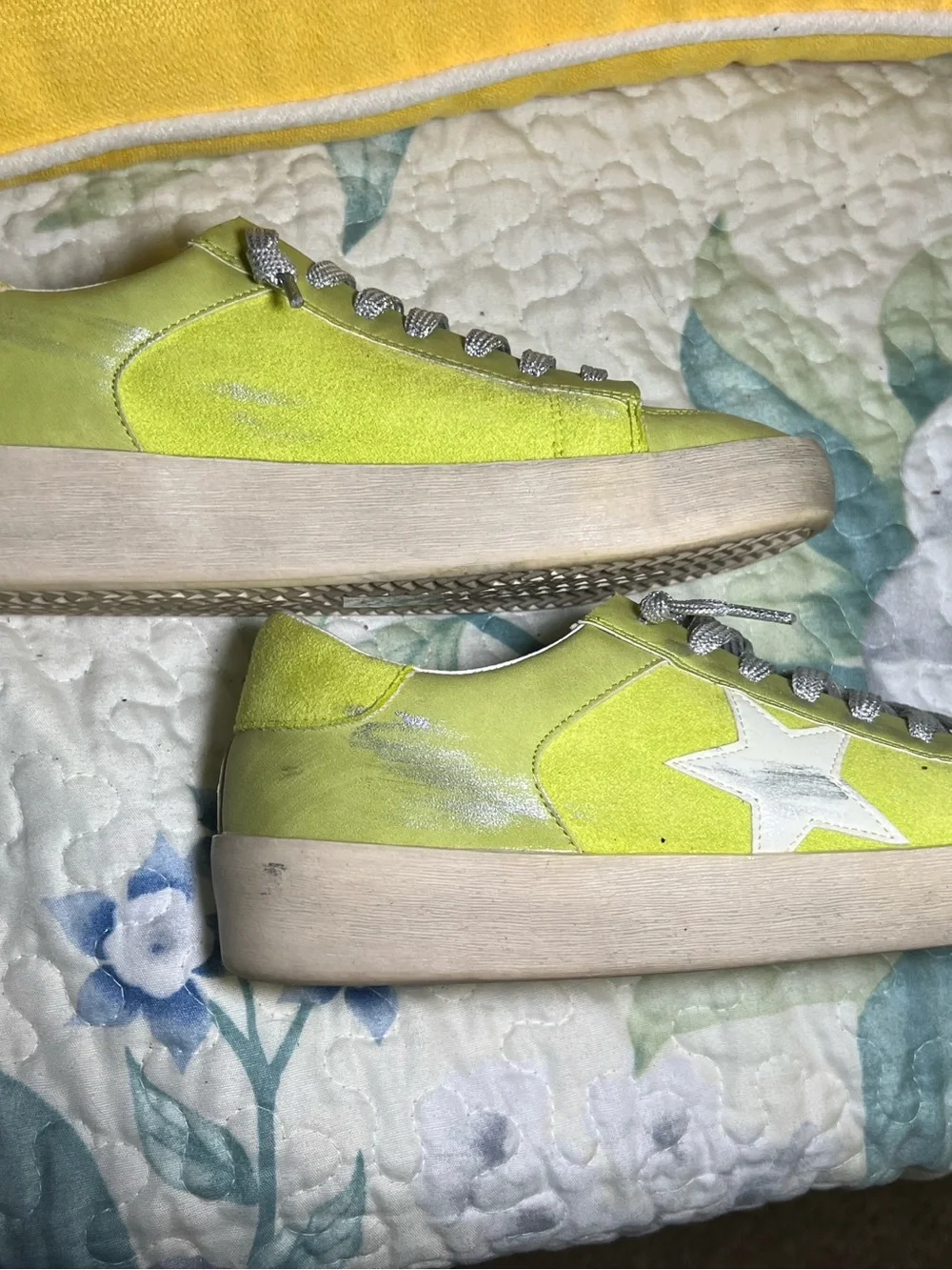 MiiM Candace Star Chartreuse Low-Top Sneakers with Silver Laces